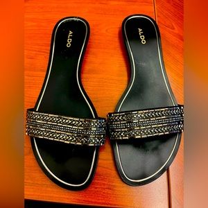 Beautiful Aldo Sandals with black and silver beads
